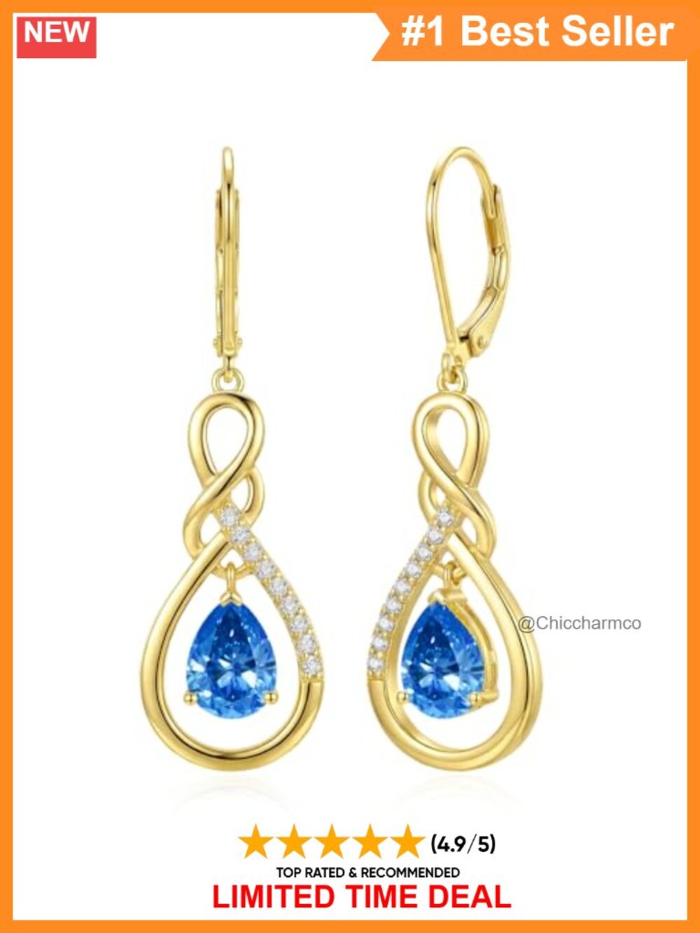 925 Sterling Silver Infinity Birthstone Dangle Drop Earrings